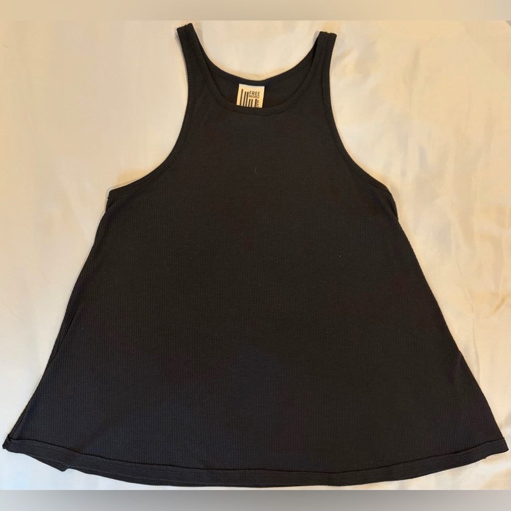 Free People Black Ribbed Swing Tank